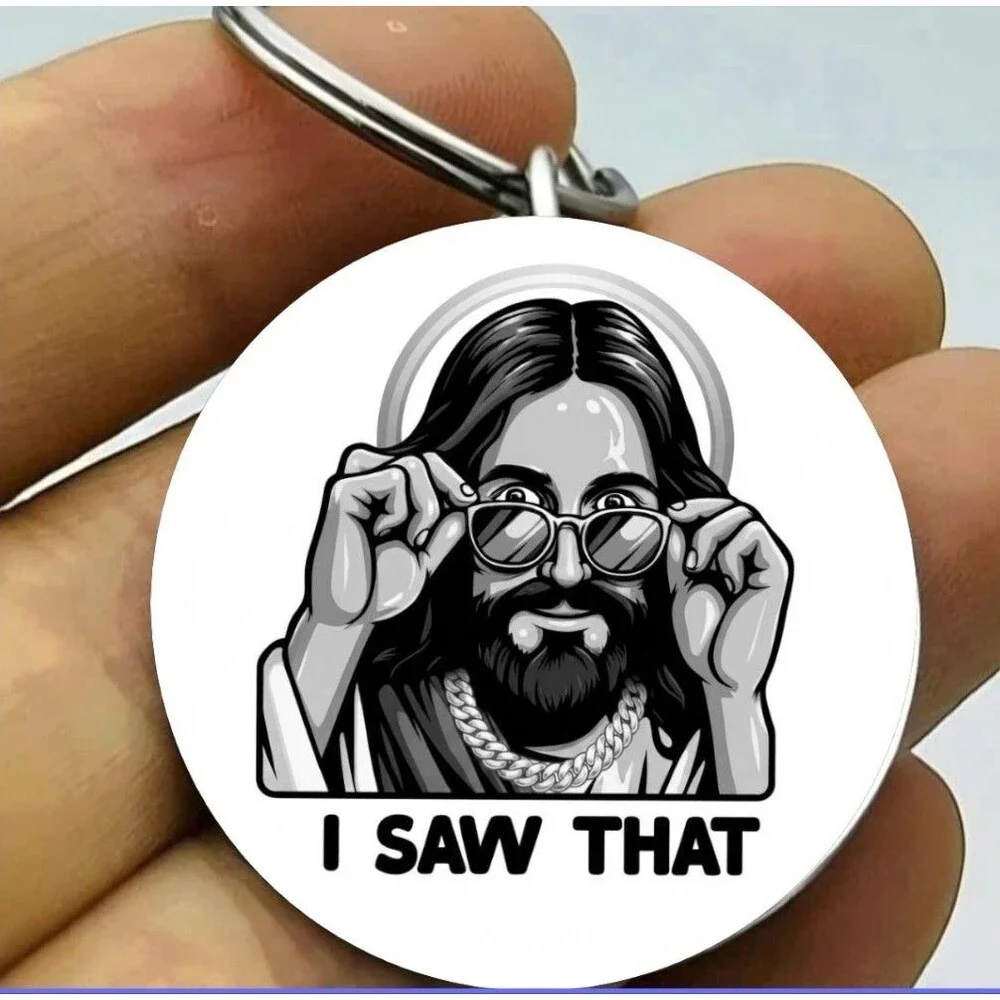 God Lord Jesus Faith Holly Funny Cute Art Stainless Keychain Joke Religion Bible